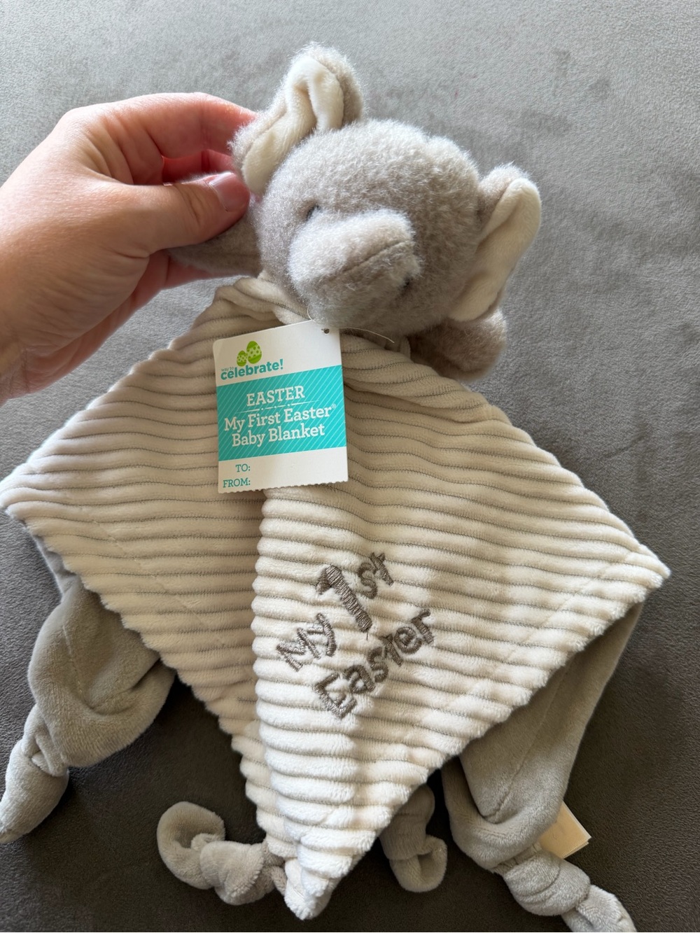 Celebrate! "My First Easter" Gray Bunny Baby Blanket Lovey